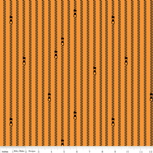 Old Made - Zipper Stripes - Orange - Per Yard - by Janet Wecker Frisch for Riley Blake Designs - Halloween, Old Maid - C10597 ORANGE-Yardage - on the bolt-RebsFabStash