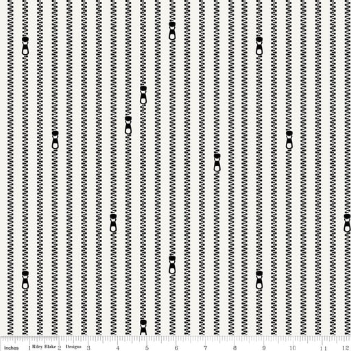 Old Made - Zipper Stripes - White - per yard - by Janet Wecker Frisch for Riley Blake Designs - Halloween, Old Maid - C10597 WHITE-Yardage - on the bolt-RebsFabStash