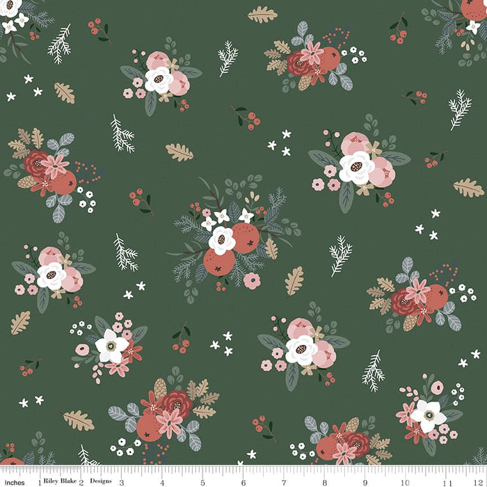 Warm Wishes - Sky Floral - per yard -by Simple Simon & Co for Riley Blake Designs- Holiday, Winter, Christmas - C10781-SKY