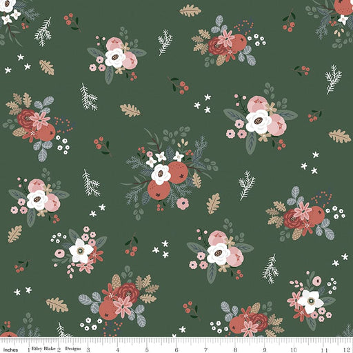 Warm Wishes - Forest Floral - per yard -by Simple Simon & Co for Riley Blake Designs- Holiday, Winter, Christmas - C10781-FOREST-Yardage - on the bolt-RebsFabStash