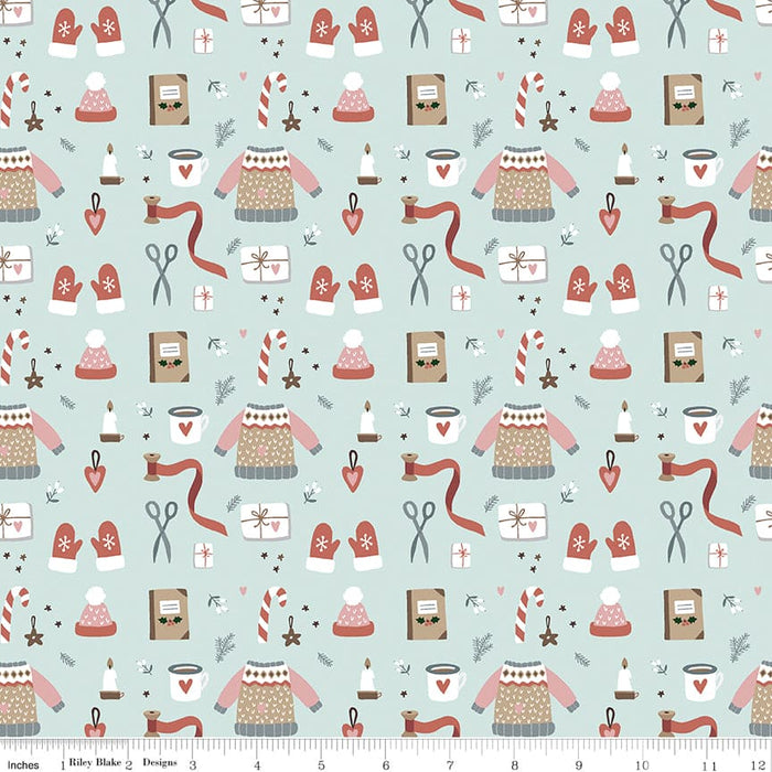 Warm Wishes - Redwood Snowmen - per yard -by Simple Simon & Co for Riley Blake Designs- Holiday, Winter, Christmas - C10786-REDWOOD