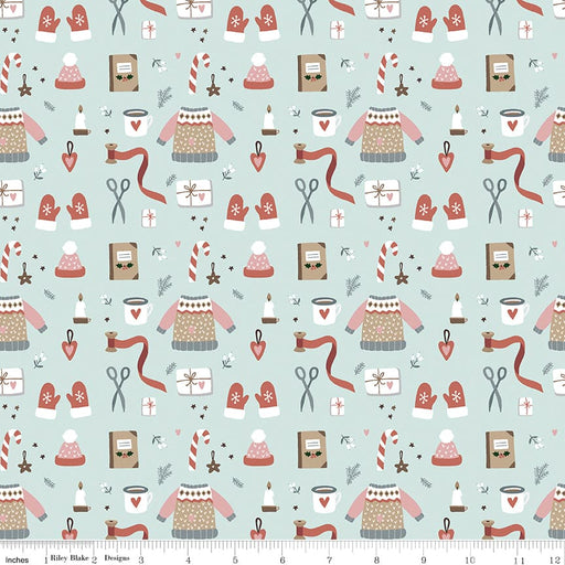 Warm Wishes - Sky Winter Wear - per yard -by Simple Simon & Co for Riley Blake Designs- Holiday, Winter, Christmas - C10782-SKY-Yardage - on the bolt-RebsFabStash