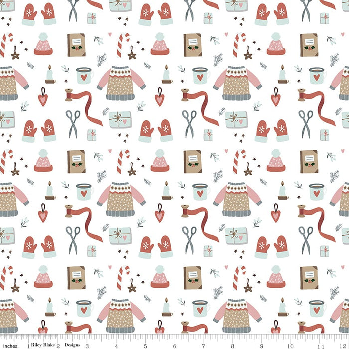 Warm Wishes - Redwood Main - per yard -by Simple Simon & Co for Riley Blake Designs- Holiday, Winter, Christmas - C10780-REDWOOD