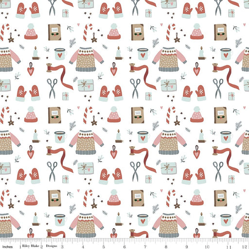 Warm Wishes - White Winter Wear - per yard -by Simple Simon & Co for Riley Blake Designs- Holiday, Winter, Christmas - C10782-WHITE-Yardage - on the bolt-RebsFabStash