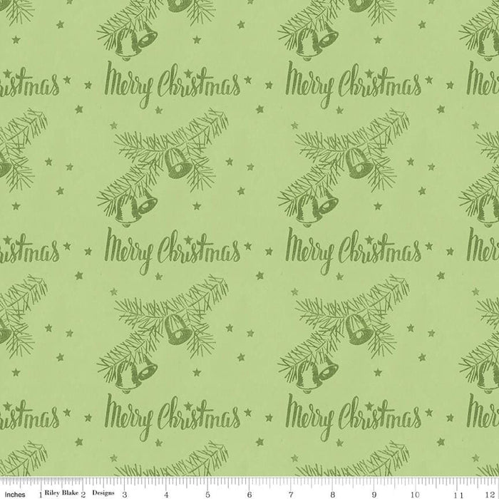 5 YARD CUT! - All About Christmas - Green Christmas Stamps - Janet Wecker Frisch for Riley Blake Designs - Winter - C10797-GREEN