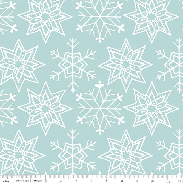 5 YARD CUT! - All About Christmas - Blue Christmas Snowflakes - Janet Wecker Frisch for Riley Blake Designs - Winter - C10798-BLUE-5 YARD CUT-RebsFabStash