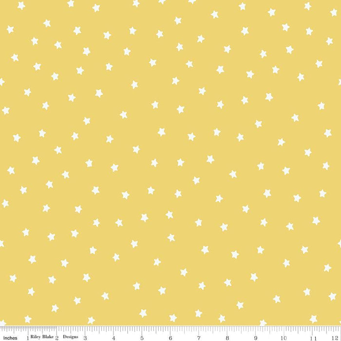 5 YARD CUT! - All About Christmas - Yellow Christmas Stars - Janet Wecker Frisch for Riley Blake Designs - Winter - C10801-YELLOW