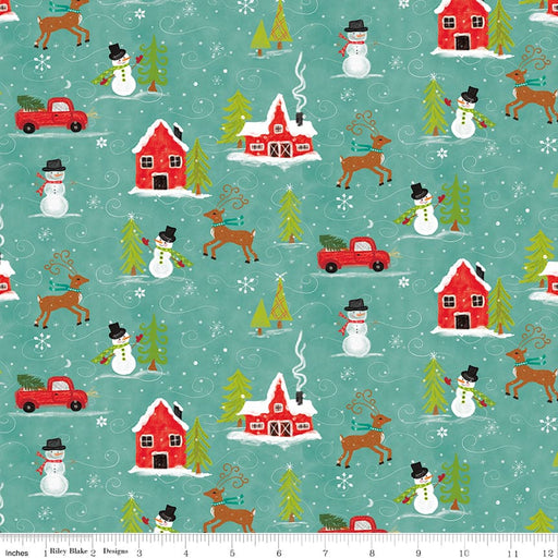 Snowed In - Glacier Snowed In Main - per yard - by Heather Peterson - for Riley Blake Designs - Christmas, Snowmen, Winter - C10810-GLACIER-Yardage - on the bolt-RebsFabStash