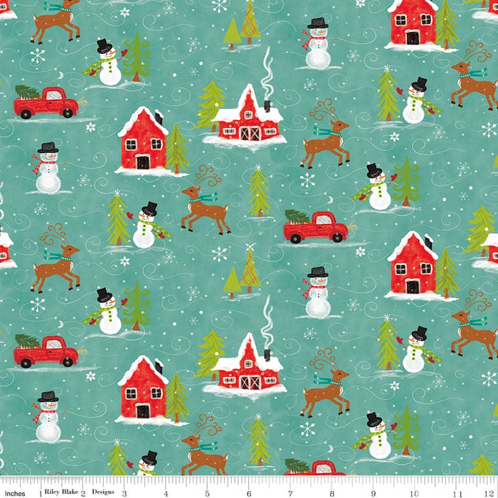 Snowed In - Gray Snowed In Medallion - per yard - by Heather Peterson - for Riley Blake Designs - Christmas, Snowmen, Winter - C10813-GRAY