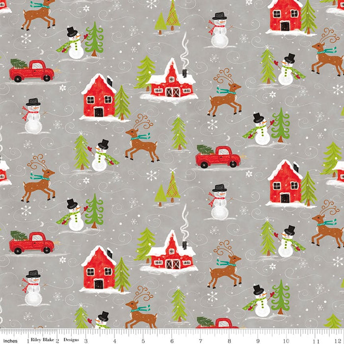 Snowed In - Red Snowed In Main - per yard - by Heather Peterson - for Riley Blake Designs - Christmas, Snowmen, Winter - C10810-RED