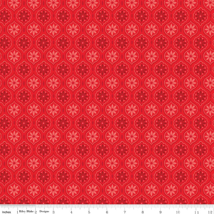 Snowed In - Red Snowed In Medallion - per yard - by Heather Peterson - for Riley Blake Designs - Christmas, Snowmen, Winter - C10813-RED-Yardage - on the bolt-RebsFabStash
