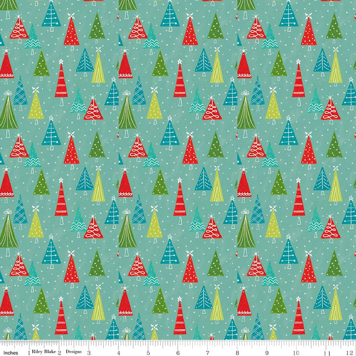 Snowed In - Teal Snowed In Sketch Dot - per yard - by Heather Peterson - for Riley Blake Designs - Christmas, Snowmen, Winter - C10817-TEAL
