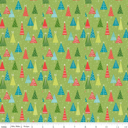 Snowed In - Green Snowed In Trees - per yard - by Heather Peterson - for Riley Blake Designs - Christmas, Snowmen, Winter - C10814-GREEN-Yardage - on the bolt-RebsFabStash