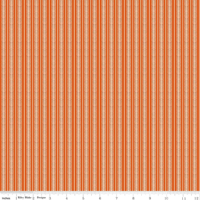 5 YARD CUT! Adel In Autumn - Stripes - by Sandy Gervais for Riley Blake Designs - Fall - C10827-PERSIMMON-5 YARD CUT-RebsFabStash