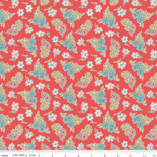 Stitch Fabric Collection by Lori Holt - Per Yard - Floral - Riley Blake Designs - C10920-CAYENNE-Yardage - on the bolt-RebsFabStash