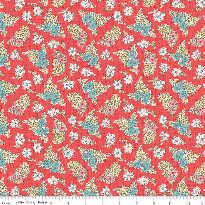 Stitch Fabric Collection by Lori Holt - Per Yard - Flower - Riley Blake Designs - C10932-CAYENNE