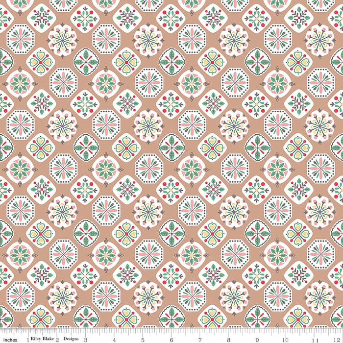 Nutmeg Floral Medallions Stitch Fabric Collection by Lori Holt at RebFabStash