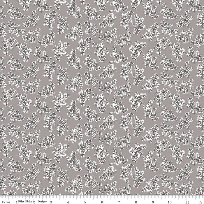 Stitch Fabric Collection by Lori Holt 108" Wide Back Gray Bouquet at RebsFabStash