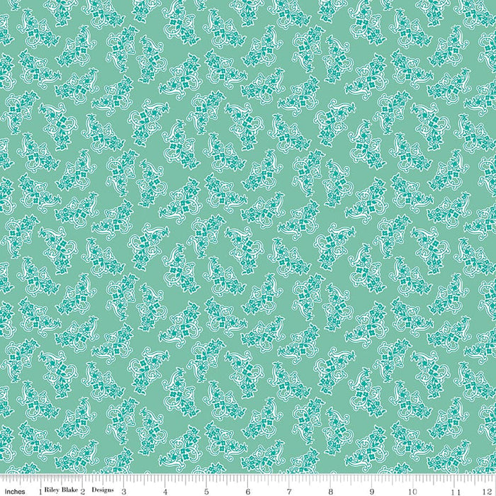 Stitch Fabric Collection Seaglass Floral Print by Lori Holt at RebsFabStash