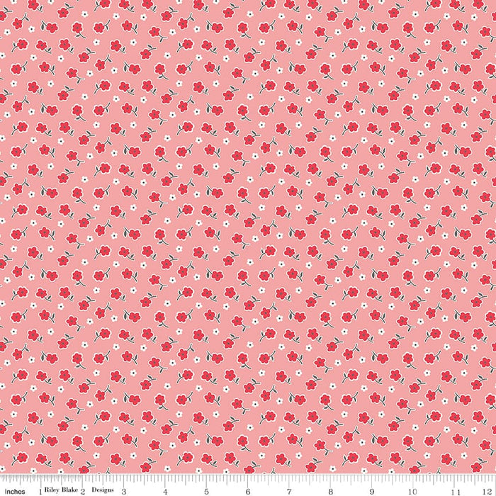 Stitch Fabric Collection by Lori Holt Coral Flower Print from RebsFabStash