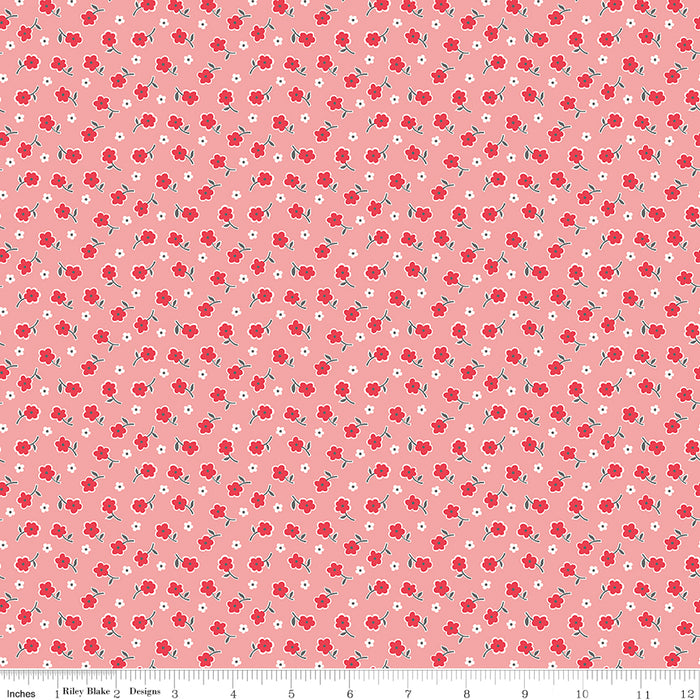 Stitch Fabric Collection Coral Flower Print by Lori Holt from RebsFabStash