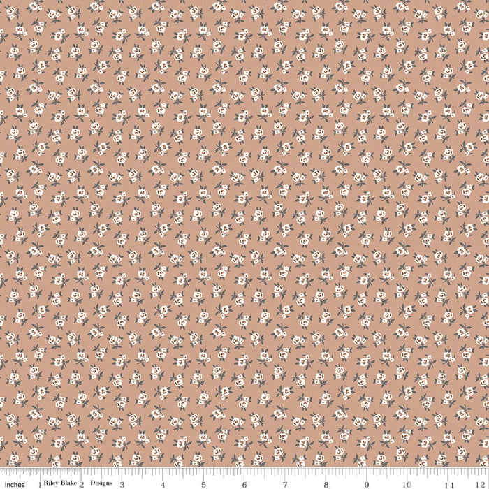 Nutmeg Floral Print Stitch Fabric Collection by Lori Holt at RebFabStash
