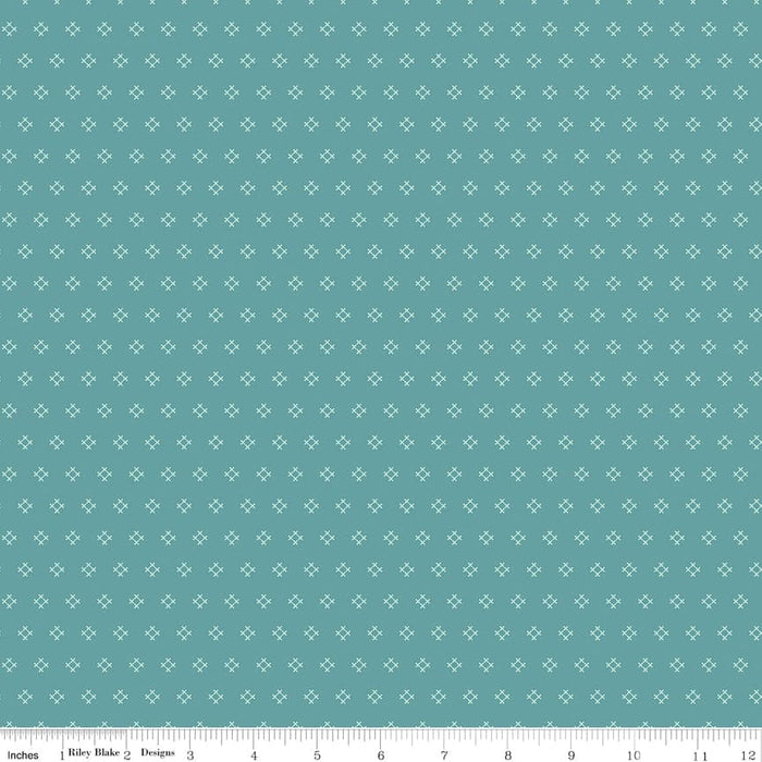 Stitch Fabric Collection by Lori Holt 108" Wide Back Teal Square at RebsFabStash