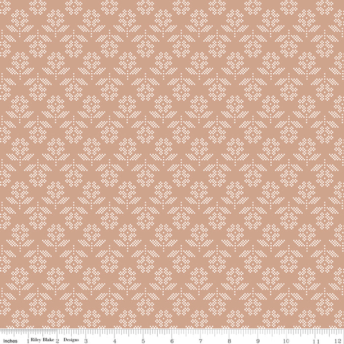 Stitch Fabric Collection Nutmeg Flower Print by Lori Holt from RebsFabStash