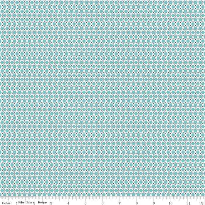 Stitch Fabric Collection Blue Geometric Print by Lori Holt from RebsFabStash