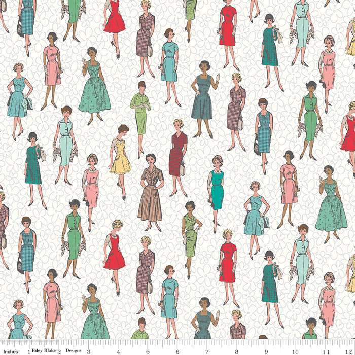 Stitch Fabric Collection by Lori Holt - Per Yard - Ditsy - Riley Blake Designs - C10931-CORAL