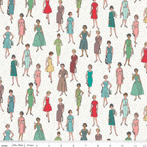 Stitch Fabric Collection by Lori Holt - Per Yard - Vintage Ladies - Riley Blake Designs - C10936-CLOUD-Yardage - on the bolt-RebsFabStash