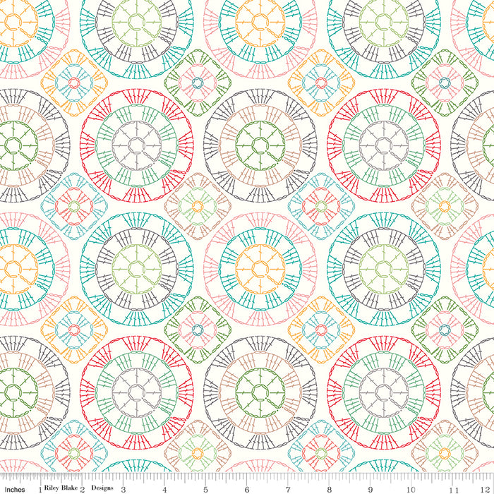 Stitch Fabric Collection by Lori Holt - Per Yard - Bouquet - Riley Blake Designs - C10924-GRAY