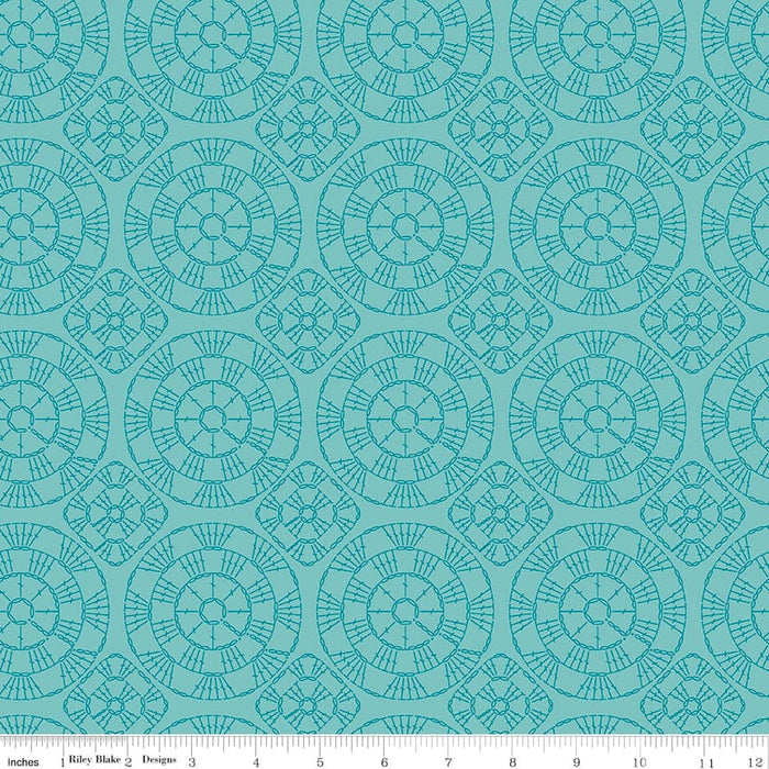 Stitch Fabric Collection Blue Crochet by Lori Holt at RebsFabStash