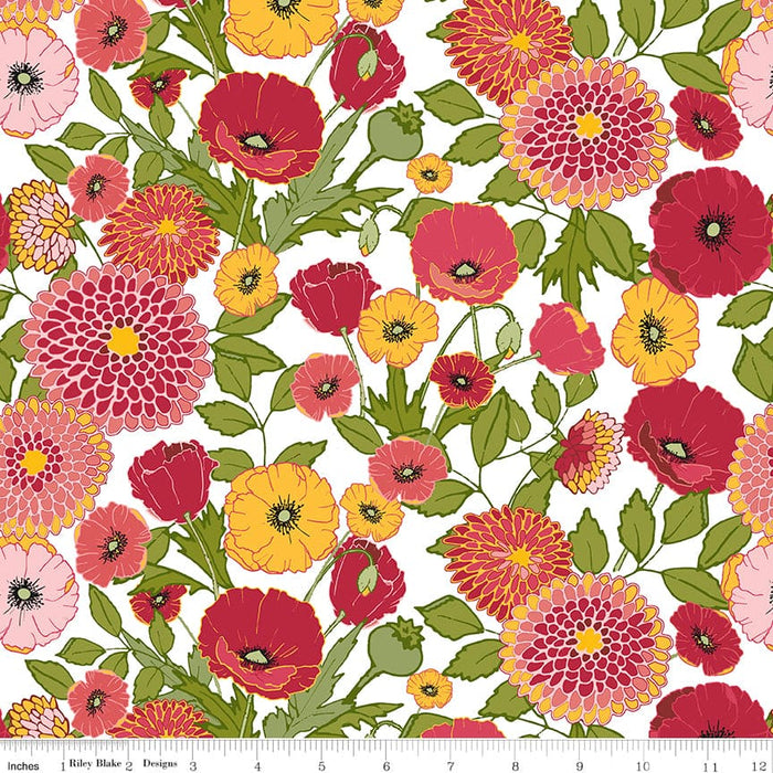 Petals & Pedals - Plaid Coral - per yard - by Jill Finley for Riley Blake Designs - Multicolor - C11144-CORAL
