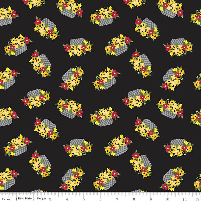 Petals & Pedals - Mini Black - per yard - by Jill Finley for Riley Blake Designs - Floral, Flowers, Poppies - C11146 BLACK