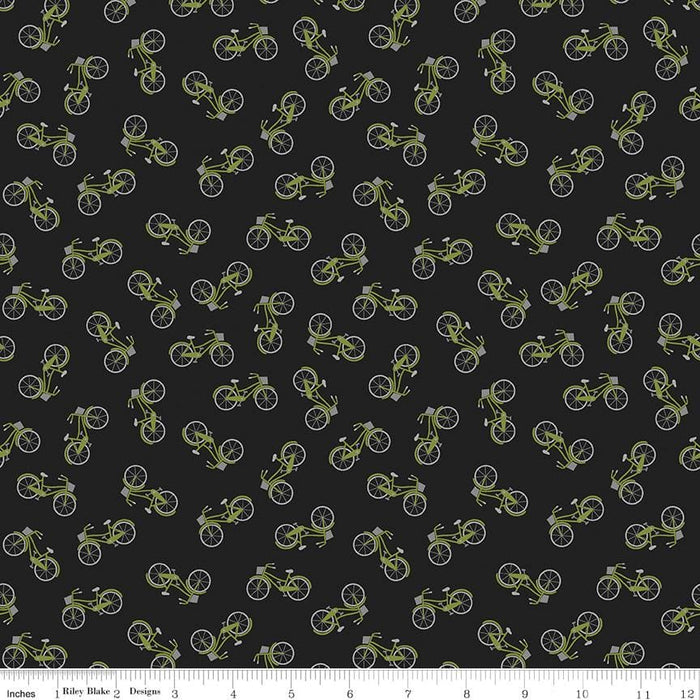 Petals & Pedals - Digital PANEL White - per panel - by Jill Finley for Riley Blake Designs - Floral, Bike - 24" x 43" Panel! - PD11148 WHITE