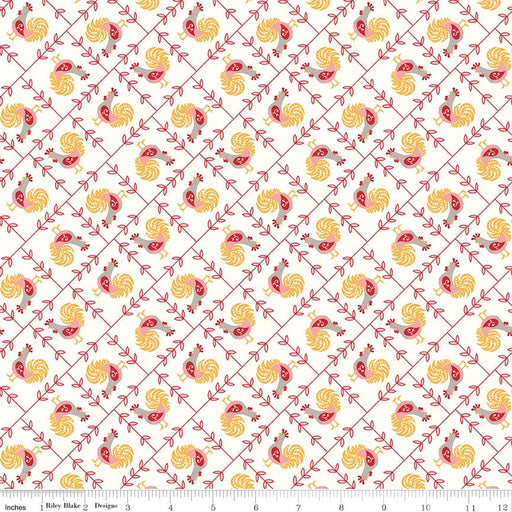 NEW! Cook Book - Rooster - Per Yard - by Lori Holt of Bee in My Bonnet - Riley Blake Designs - C11754-CORAL-Yardage - on the bolt-RebsFabStash