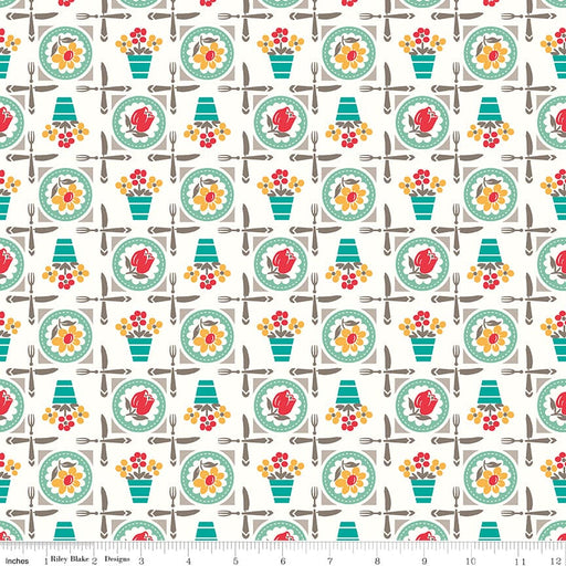 NEW! Cook Book - Luncheon - Per Yard - by Lori Holt of Bee in My Bonnet - Riley Blake Designs - C11755-SEA GLASS-Yardage - on the bolt-RebsFabStash