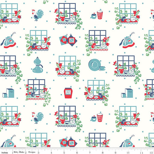 NEW! Cook Book - Kitchen Window - Per Yard - by Lori Holt of Bee in My Bonnet - Riley Blake Designs - C11756-COTTAGE-Yardage - on the bolt-RebsFabStash