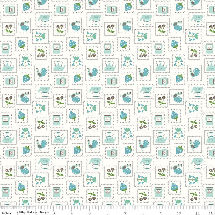 NEW! Cook Book - Stamps - Per Yard - by Lori Holt of Bee in My Bonnet - Riley Blake Designs - C11757-COTTAGE-Yardage - on the bolt-RebsFabStash