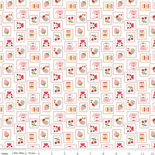 NEW! Cook Book - Stamps - Per Yard - by Lori Holt of Bee in My Bonnet - Riley Blake Designs - C11757-RED-Yardage - on the bolt-RebsFabStash