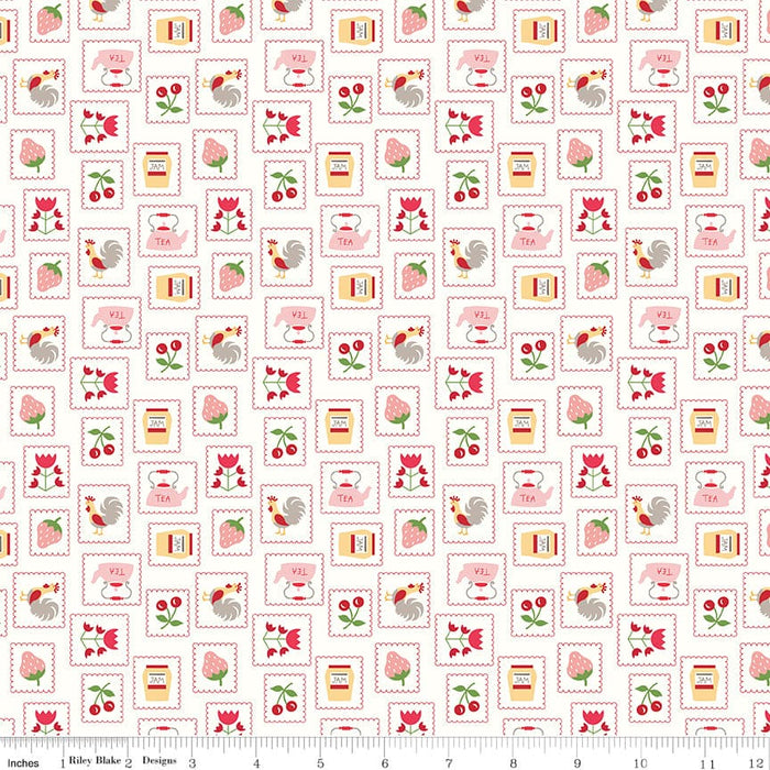 NEW! Cook Book - Stamps - Per Yard - by Lori Holt of Bee in My Bonnet - Riley Blake Designs - C11757-RED-Yardage - on the bolt-RebsFabStash