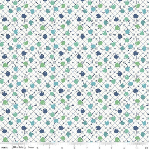 NEW! Cook Book - Cherries - Per Yard - by Lori Holt of Bee in My Bonnet - Riley Blake Designs - C11758-DENIM-Yardage - on the bolt-RebsFabStash
