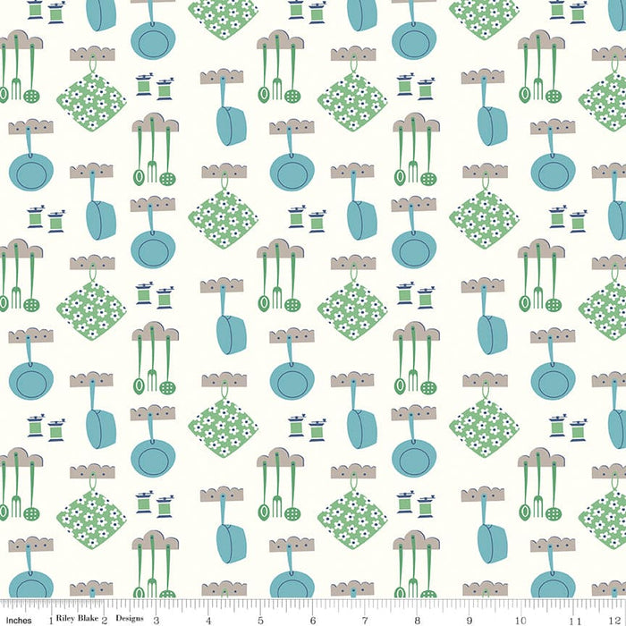 NEW! Cook Book - Dinner - Per Yard - by Lori Holt of Bee in My Bonnet - Riley Blake Designs - C11759-COTTAGE-Yardage - on the bolt-RebsFabStash