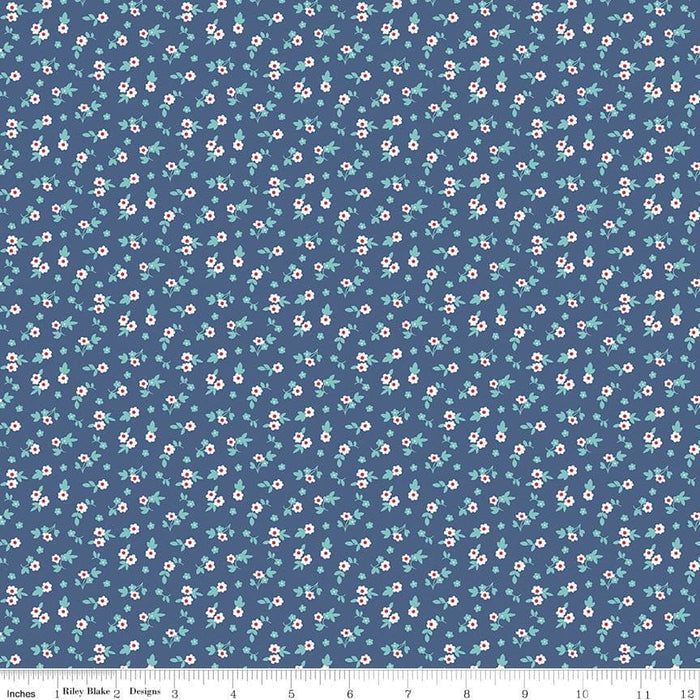 NEW! Cook Book - Blossom - Per Yard - by Lori Holt of Bee in My Bonnet - Riley Blake Designs - C11763-DENIM