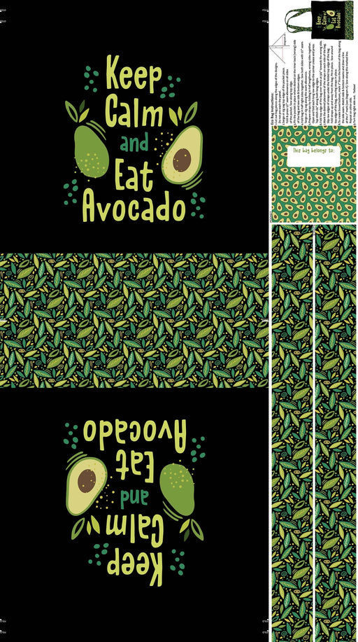 Avocado Love - Avocado CANVAS Bag Panel - Per 24" x 43" PANEL! - by Northcott Studio - Black - RebsFabStash