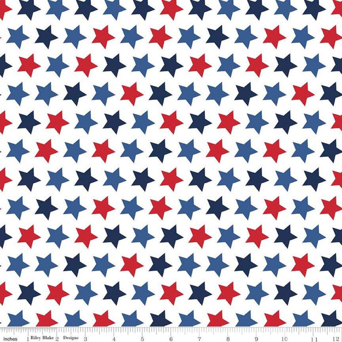 Seasonal Basics - Patriotic Stripe - per yard - by Riley Blake Designs - Red White & Blue, American - 1/8" stripe - C495-PATRIOTIC