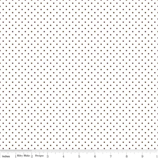 Swiss Dot - per yard - Riley Blake - Brown dots on white - basics - tonals, blenders C660-90-BROWN-Yardage - on the bolt-RebsFabStash