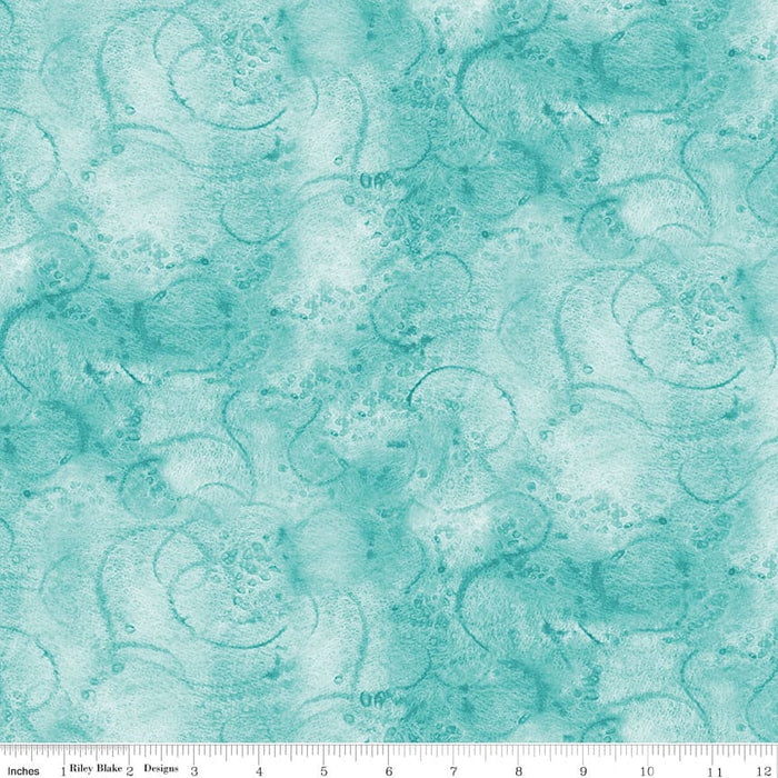 Swirl - Painter's Watercolor Swirl - per yard - Janet Wecker Frisch- Riley Blake Designs - Tone on Tone Swirls - Aqua Blue - C680 AQUA-Yardage - on the bolt-RebsFabStash