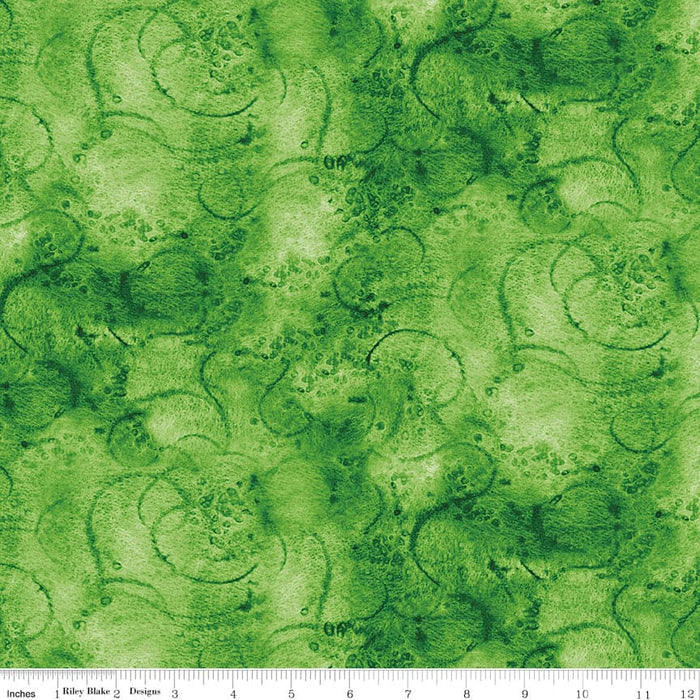 Swirl - Painter's Watercolor Swirl - per yard - Janet Wecker Frisch- Riley Blake Designs - Tone on Tone Swirls - Medium Green - C680 MEDGREEN
